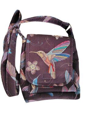 Bedazzled Crossbody Purse Bag, Hummingbird, Adjustable Strap Boho Festival